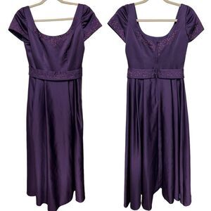 Mori Lee Purple Gown Formal Dress Embroidered Flowers Floral Purple Prom Dress